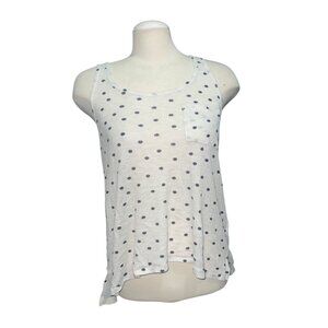 Aerie Polka Dot White & Black Sleeveless Racerback Tank Top L Lightweight